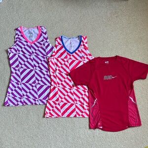 NIKE Fitted Dri-Fit Quick Dry Athletic Running Tank Tops T-Shirt Pink Red Blue S